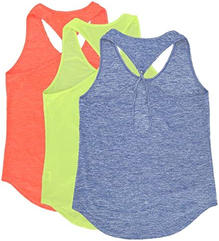 Aeuuı Bayan Egzersiz Kadınlar için Yoga Üstleri Atletik Koşu Tankı Üstleri Egzersiz Gömlek Spor Giyim (3'lü paket)