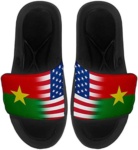 ExpressİtBest Yastıklı Kaydıraklı Sandaletler / Erkekler, Kadınlar ve Gençler için Kaydıraklar-Burkina Faso Bayrağı (Burkinabe)