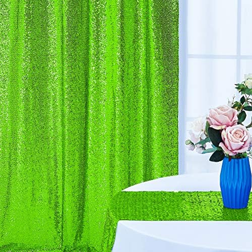 4×7FT Elma Yeşil Pullu Zemin Perde Paneli, Fotoğraf Backdrop Glitter Kumaş Arka Plan Düğün Parti Dekor için