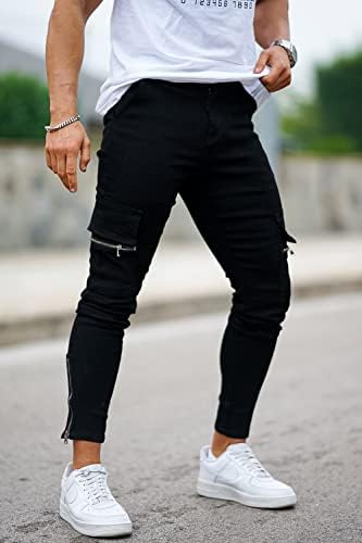 GİNGTTO Skinny Jeans Erkekler için Streç Slim Fit Ripped Sıkıntılı