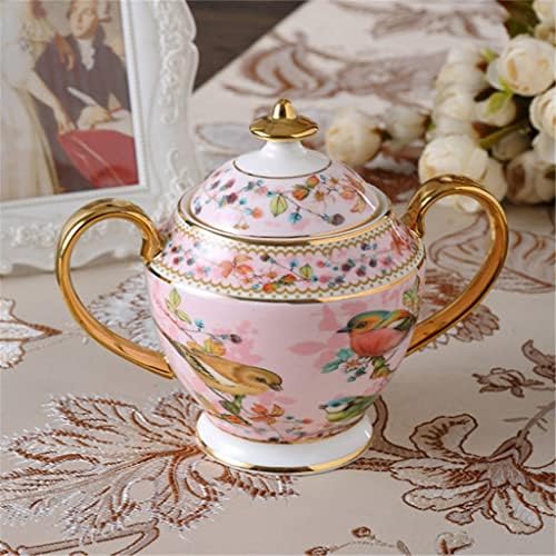 LKYBOA Pembe kuş kemik porselen kahve seti porselen çay seti seramik saksı Demlik süt tenceresi demlik çay bardağı seti (Renk:
