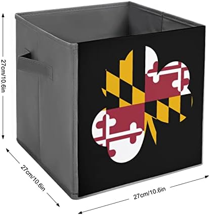 Maryland Bayrağı Shamrock Katlanabilir eşya kutuları Temelleri Katlanır Kumaş Saklama Küpleri Organizatör kulplu kutular