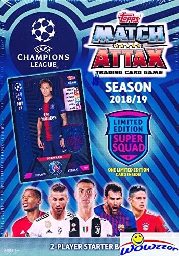 2018/2019 Topps Match Attax Şampiyonlar Ligi Futbol Başlangıç Kutusu, ÖZEL Super Squad Sınırlı Sayıda NEYMAR JR Kartı ve