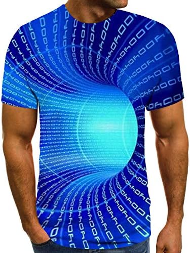 ZDDO Erkek Yenilik T-Shirt Yaz Kısa Kollu 3D Dijital Sayısal Baskılı Crewneck Atletik Parti Casual Tees Tops