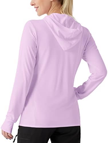 Kadın UPF 50 + Güneş Koruma Hoodie Ceket Uzun Kollu Güneş Gömlek Yürüyüş Açık Performans Cepler ile