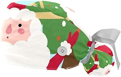 2 ADET Kabarık Kap Düğmesi At Kuyruğu Kılıfı Pamuk Çalışma Şapka Ter Bandı Ayarlanabilir Cerrahi Kapaklar Noel Santa