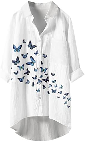Gençler Kelebek Çiçek Baskı Bluzlar Kaplumbağa boyun Üstleri Uzun Kollu Brunch Sonbahar Yaz Bluzlar Düğme Elbise 5F