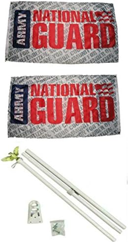 Ordu Ulusal Muhafız Mektupları 3'x5' Polyester 2 Kat Çift Taraflı Bayrak 6' Beyaz Bayrak Direği Kiti Kartal Topper