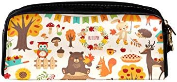 Sonbahar Orman Ayı Tilki Sincap Kirpi kozmetik torbası Makyaj Çantası Fermuarlı kalem kutusu Çocuklar için Kırtasiye Çantası