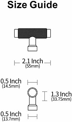 Alzassbg 10 Paket Mat Siyah kabin tutamakları, 2.1 İnç(55mm) çap Kabine Donanım T Bar Tırtıllı Kolları Dolap ve Çekmeceler