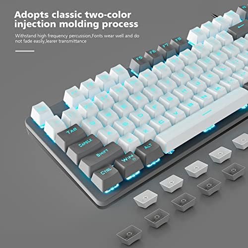 ZDawnn Kablolu Mekanik Oyun Klavyesi Tenkeyless, 80 % Kompakt 87 Tuşları LED Aydınlatmalı, Çalışırken Değiştirilebilir Mavi