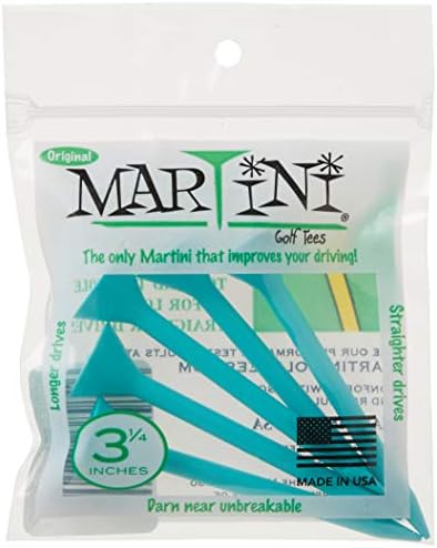 Martini Golf Tees 3-1 / 4 Dayanıklı Plastik Tees (5'li Paket), Aqua