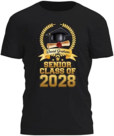 PREZZY Kişiselleştirilmiş Adı Gömlek Kıdemli 2023 Lisansüstü Sınıf 2023 Mezuniyet 23 Hediyeler Onun için Kadın Erkek T-Shirt
