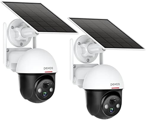 DEKCO 2K Güneş Güvenlik Kameraları Kablosuz Dış Mekan, 360° Görünüm Pan Tilt Spot Akülü WiFi Güvenlik Sistemi, 2 Yönlü Konuşma,