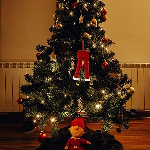 Kisangel Noel Süslemeleri Arabalar Oyuncak Noel Elf Dolması Bacaklar Ayaklar Sıkışmış Noel Ağacı Topper Kolye Noel Baba Duvar