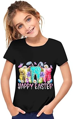Çocuklar Paskalya Günü T erkek çocuklar için tişörtler Kızlar Mutlu Paskalya Üstleri Yaz Rahat Tavşan Kısa Kollu Mektup Tee