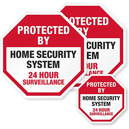 SmartSign Korumalı Ev Güvenlik Sistemi, 24 Saat Gözetim Etiket Seti | İki 4x 4 ve Bir 2.75x 2.75 3M Mühendis Sınıfı Yansıtıcı