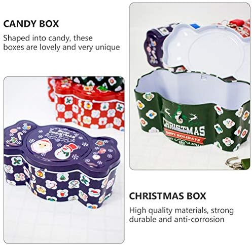 VALİCLUD 1 Takım 4 Adet Kutuları Teneke Şeker Kutuları (Kırmızı Yeşil Mor) Noel Dekorasyon