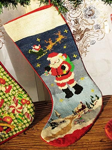 Güzel Ev El Sanatları El Yapımı Noel Çorap Çocuk Oyuncakları Noel Baba Şehirden Ayrılıyor (Sol Çorap)