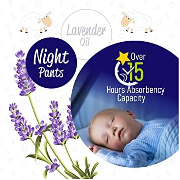 Kundakçı Bebekler için Gecelik Slip-On bebek Bezi Pantolonu-Maksimum 15 saat Koruma ve Kuru Gece için Tek Kullanımlık Sızdırmaz