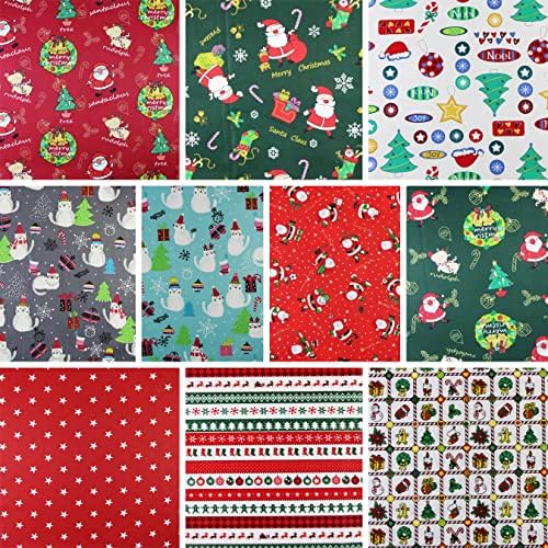 aufodara 10 pcs Pamuk Zanaat Kumaş Demetleri Noel Desenler Yağ Kareler Tekstil Patchwork için Ev DIY Dekorasyon El Sanatları